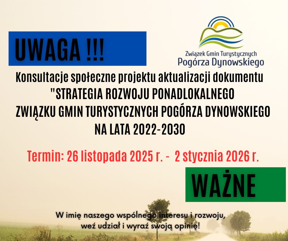 Konsultacje społeczne projektu aktualizacji dokumentu pod nazwą: „Strategia Rozwoju Ponadlokalnego ZGTPD na lata 2022-2030″
