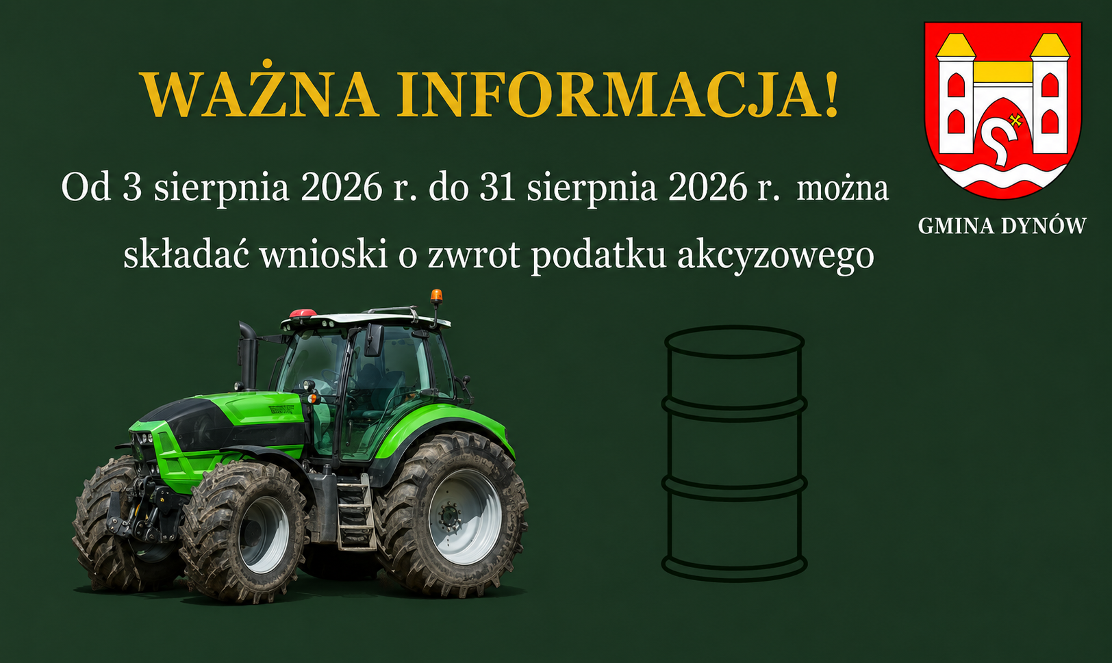 Zwrot podatku akcyzowego dla rolników – II termin (sierpień 2026 r.)
