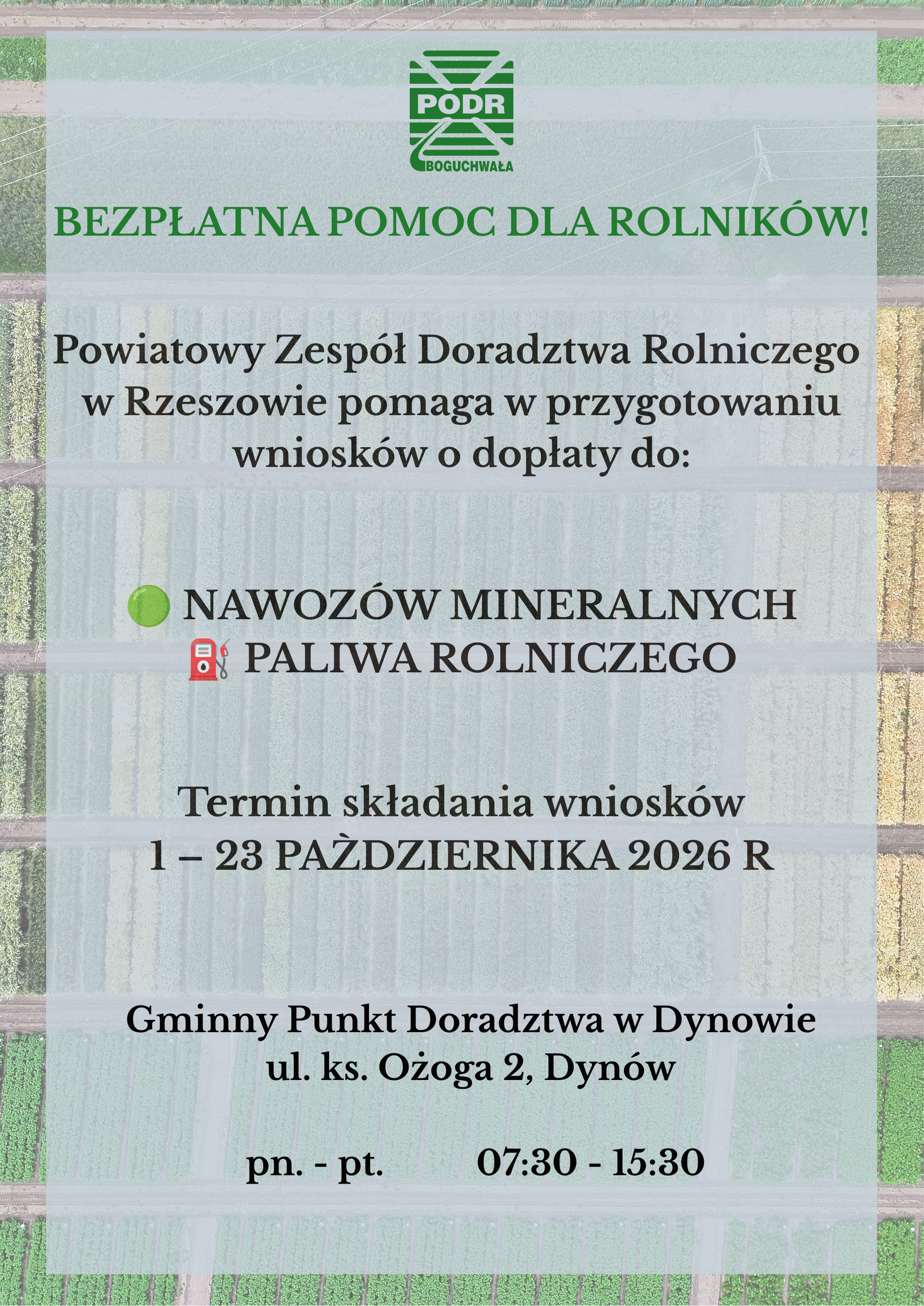 BEZPŁATNA POMOC DLA ROLNIKÓW!